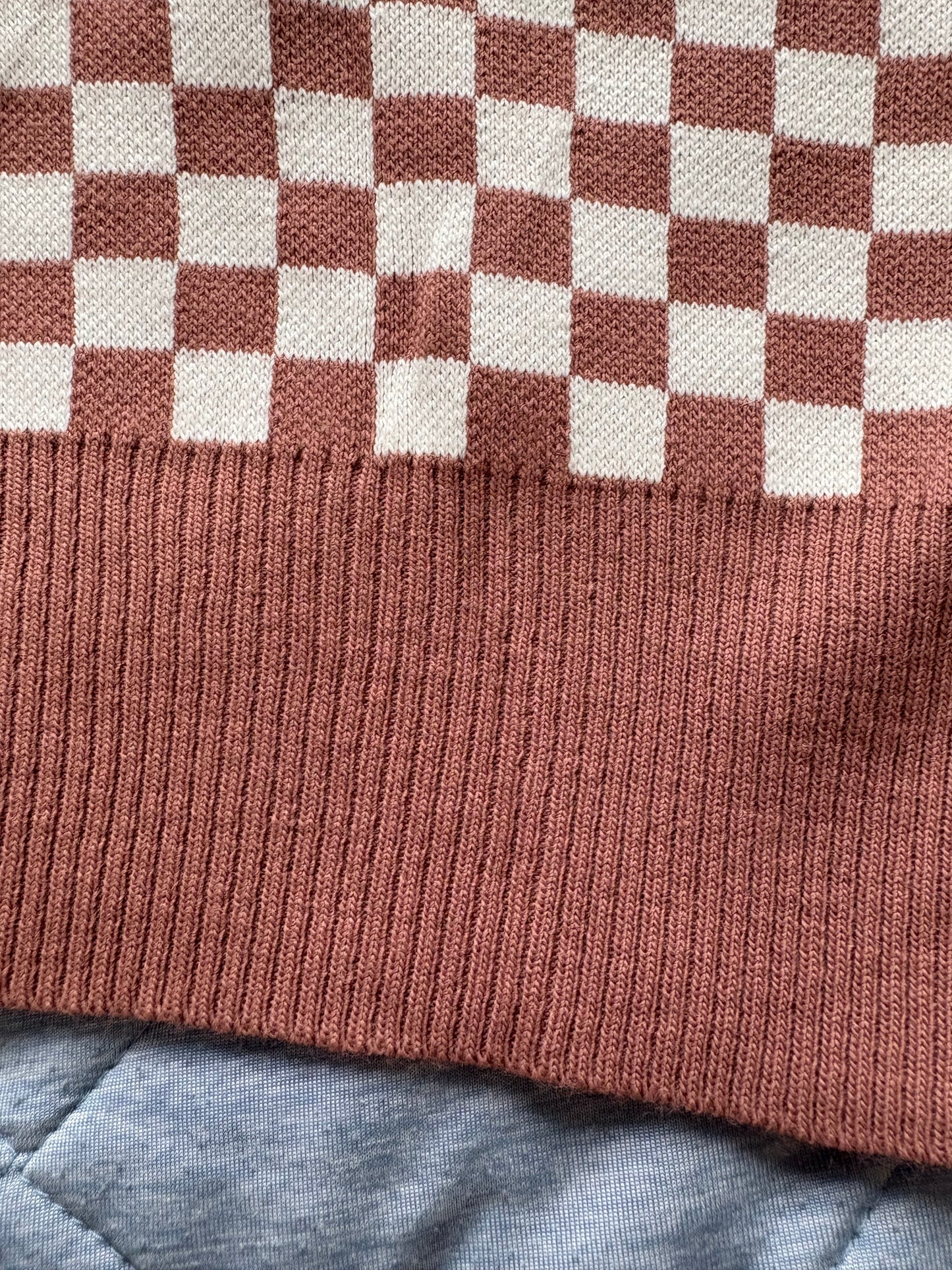 Ladies Button Front Cardigan Colour Terracotta/White One Size 12-20