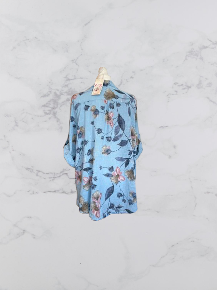 Made In Italy Luisa 3/4 Sleeve top Colour Light Blue Multi
One size 12-20
