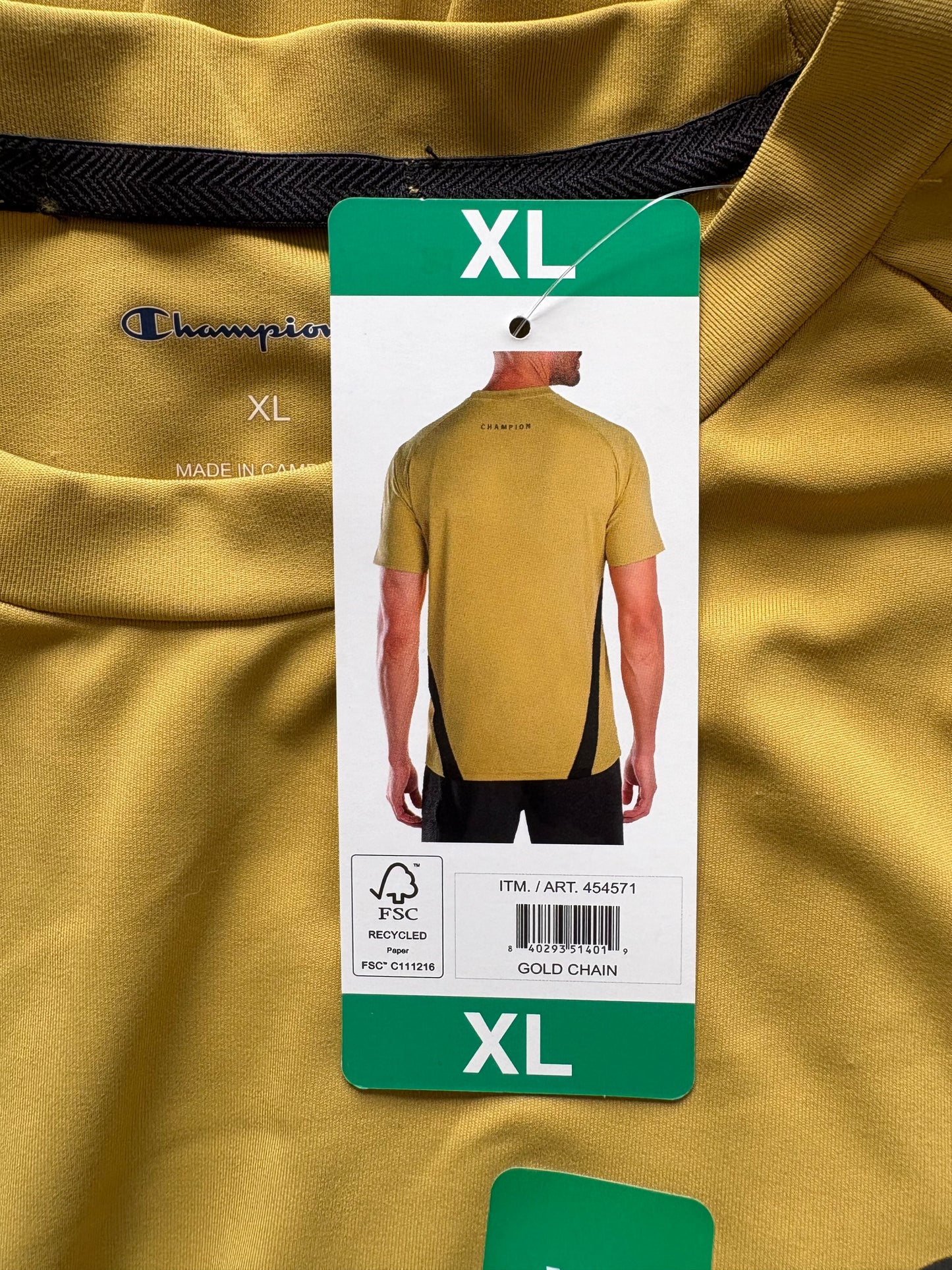Champion Short Sleeve T-Shirt Colour Gold Chain Size XL