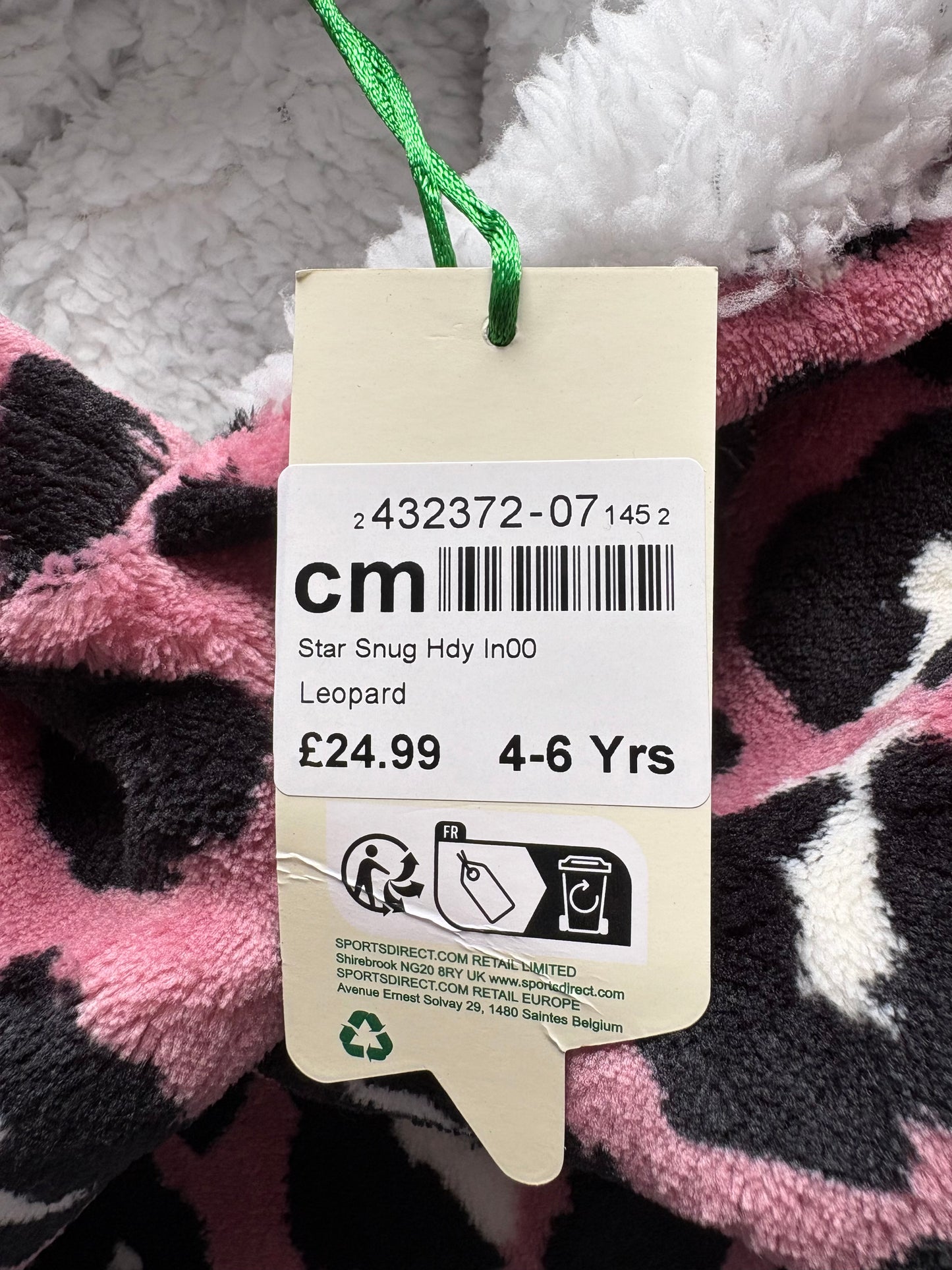 Star Fleecy Hooded Snuggle Hoodie Colour Pink Leopard Size 4-6 Years
