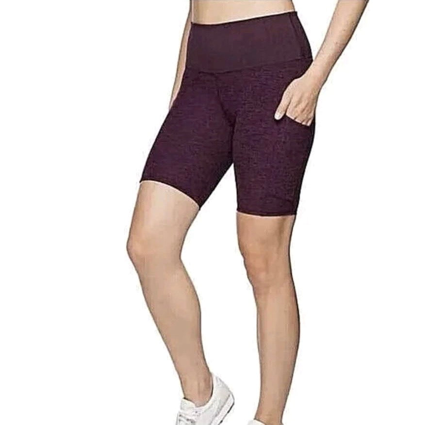 Kirkland Signature Ladies Brushed Bike Shorts Colour Burgundy Marl Size Small