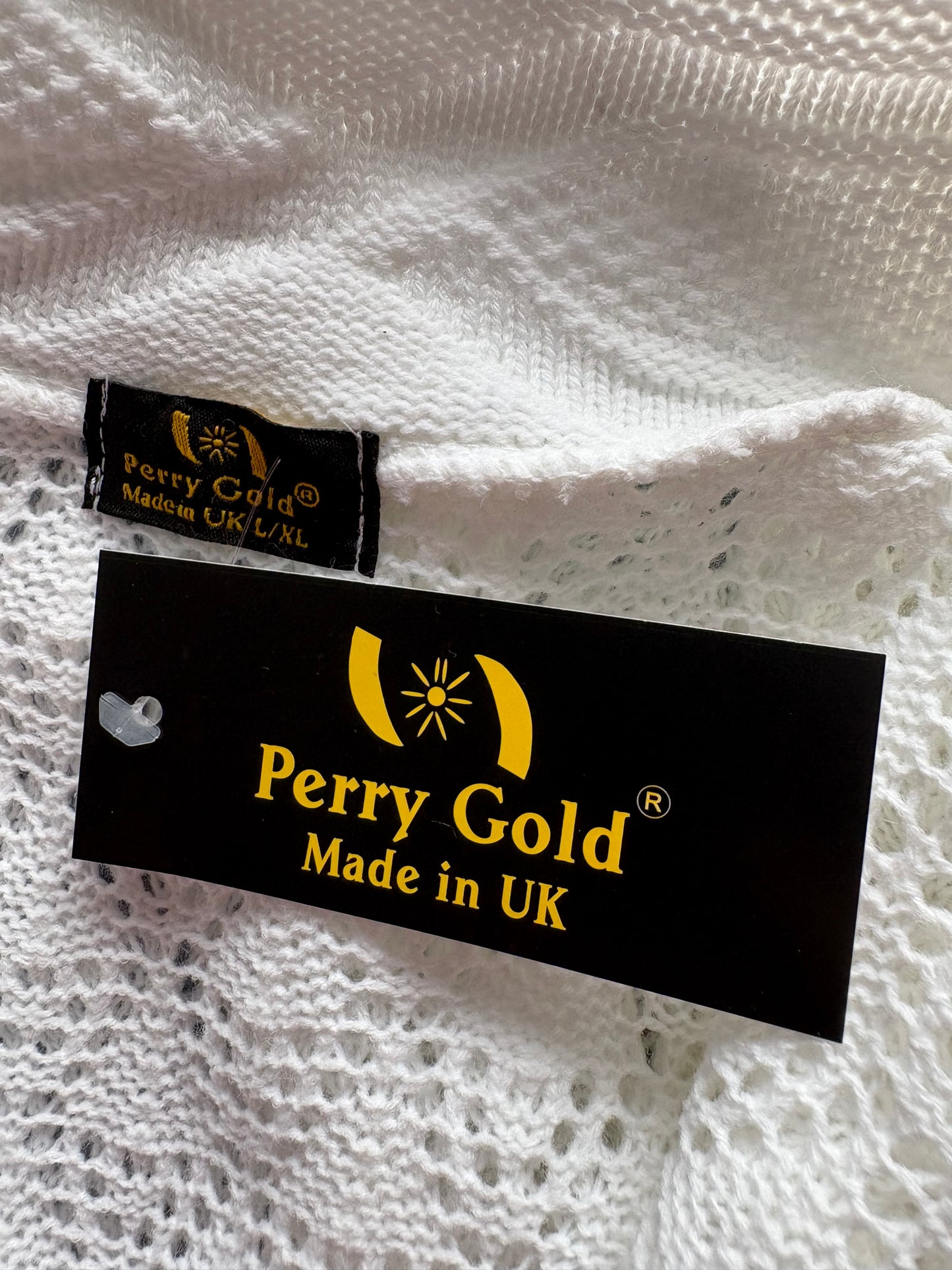 Perry Gold Short Sleeve Crochet Cardigan Colour White Size L/XL