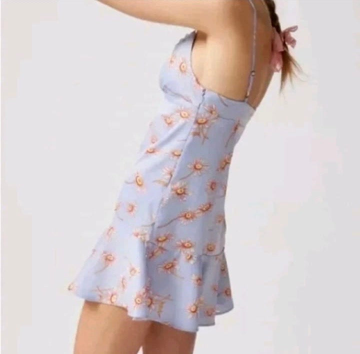 Urban Outfitters Finley Flirty Mini Dress Colour Light Blue Multi Size XXS