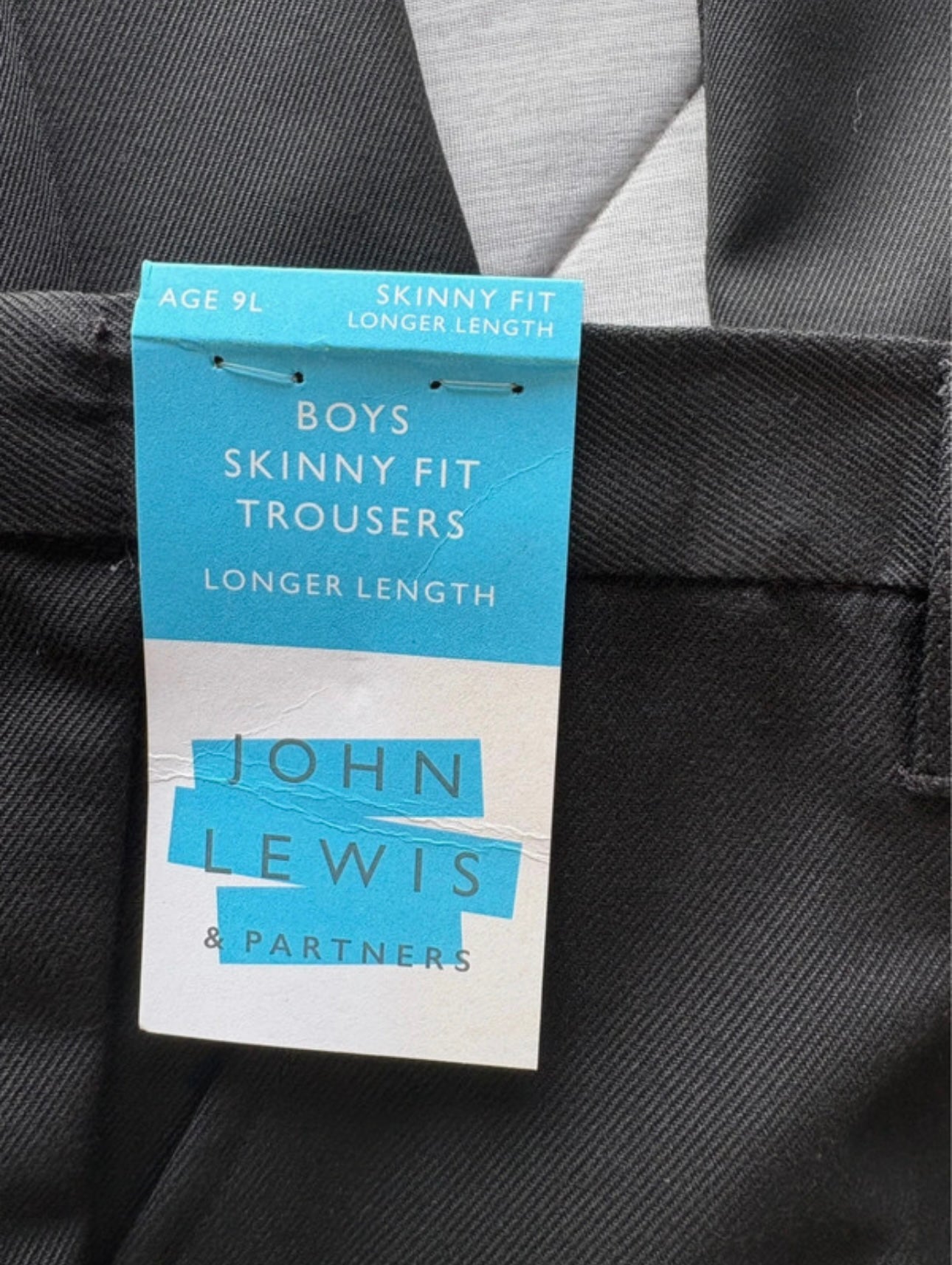 John Lewis Skinny Fit Longer Length Trousers Colour Black Size 9 Years