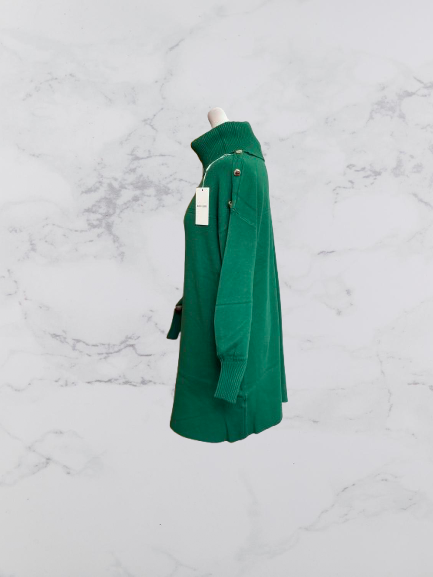 Rosy Days Roll Neck Jumper Dress Colour Green One Size 12-22
