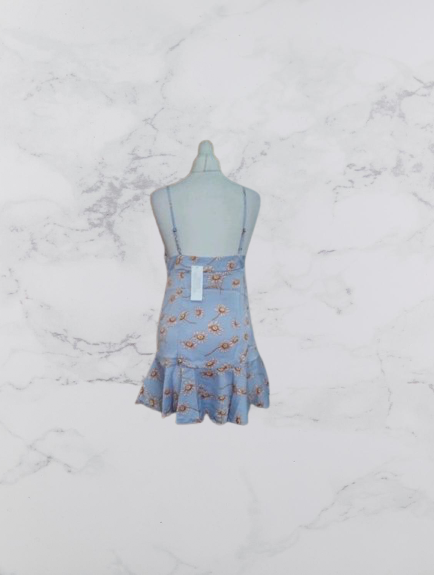 Urban Outfitters Finley Flirty Mini Dress Colour Light Blue Multi Size XXS