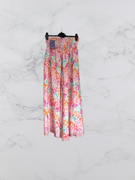 BHOO Wide Leg Boho Trousers Colour Pink Multi One Size 6-16