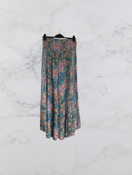 Manvi Wide Leg Boho Trousers Colour Teal Multi One Size 8-16