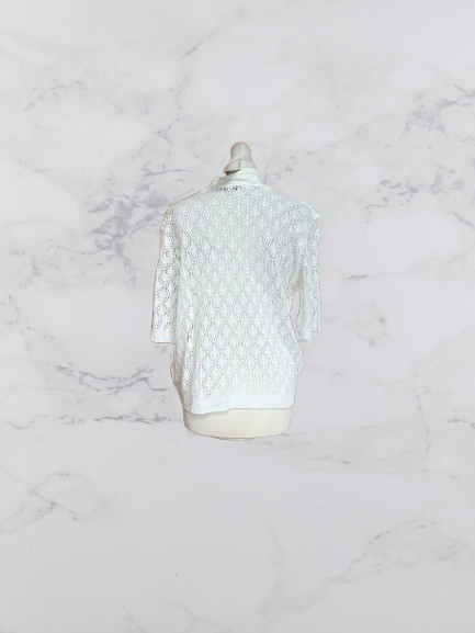Perry Gold Short Sleeve Crochet Cardigan Colour White Size L/XL