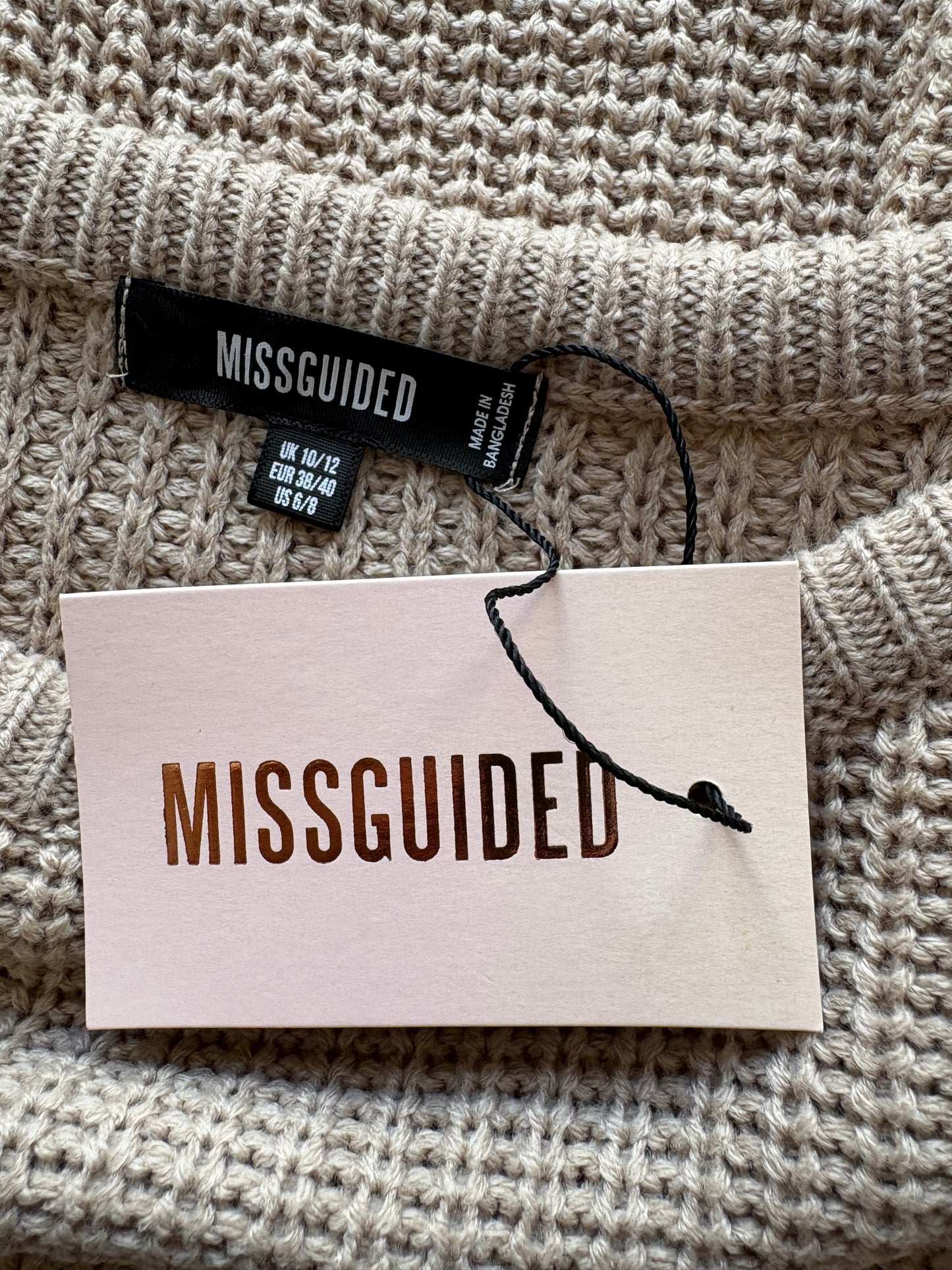 Missguided Off the Shoulder jumper dress Colour Taupe Size 10/12
