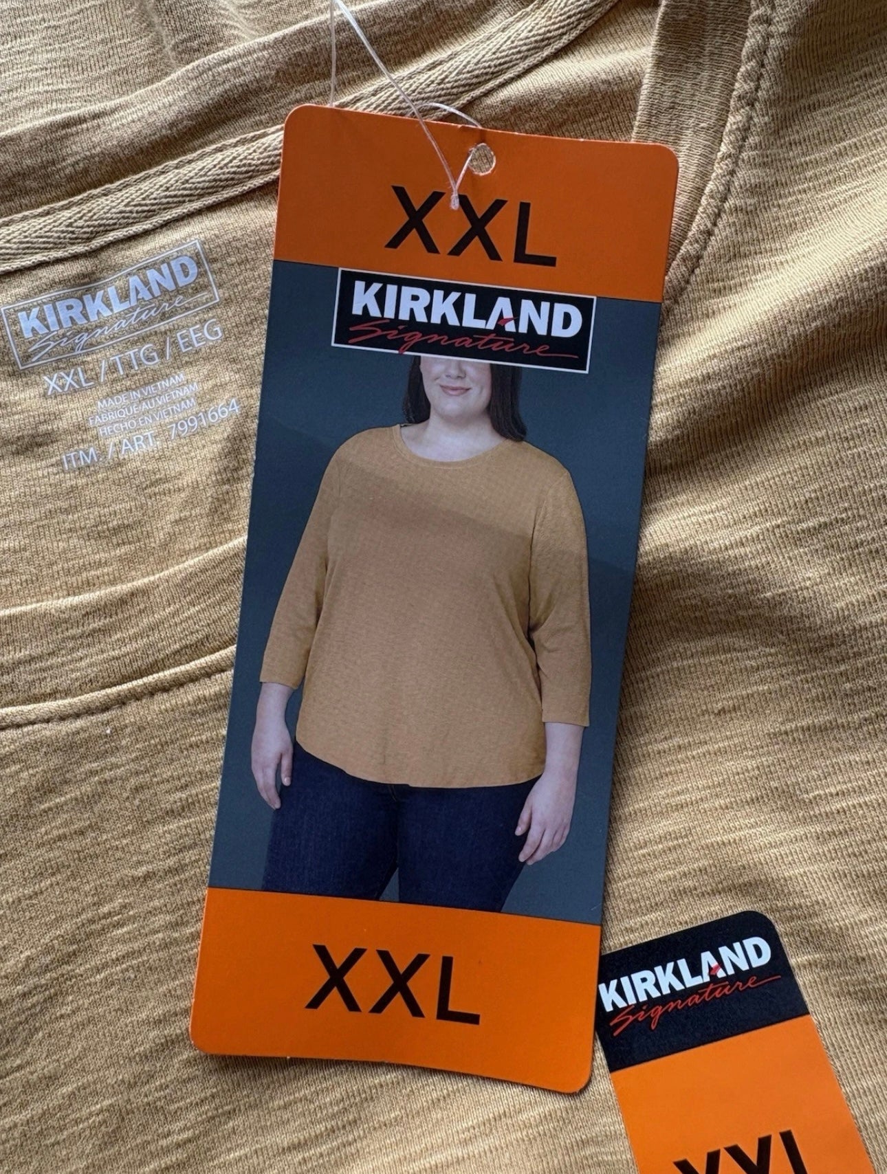 Kirkland Signature Ladies Cotton Slub Tee Size XXL Colour Mustard Yellow