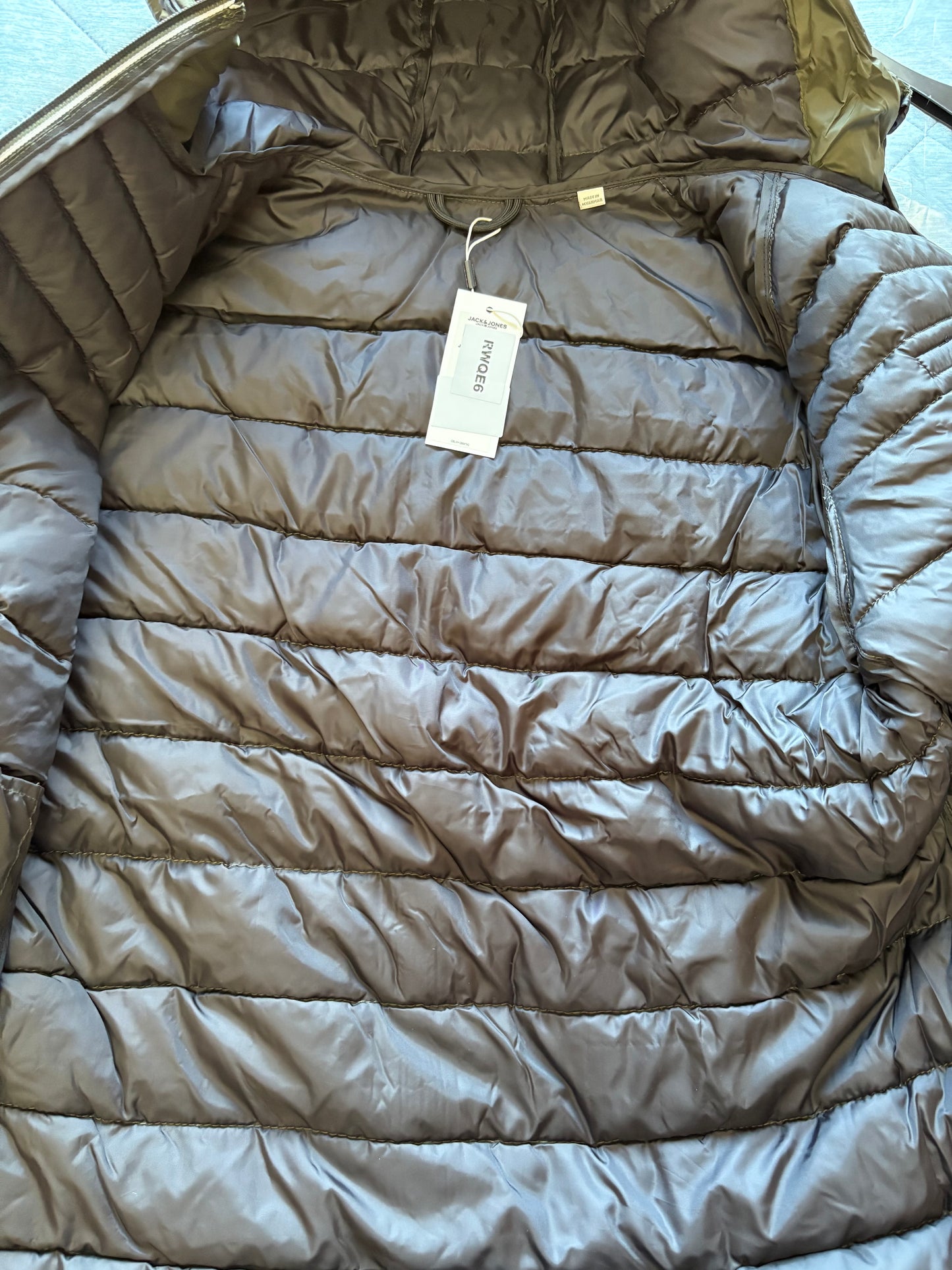 Jack & Jones Lightweight Hooded Puffer Jacket Colour Dark Green Size S