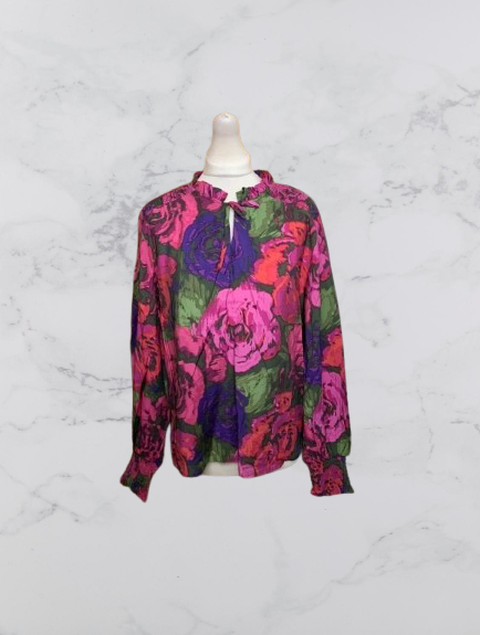 b.young Byibine Smock Blouse Colour Fuchsia Red Mix Size 14
