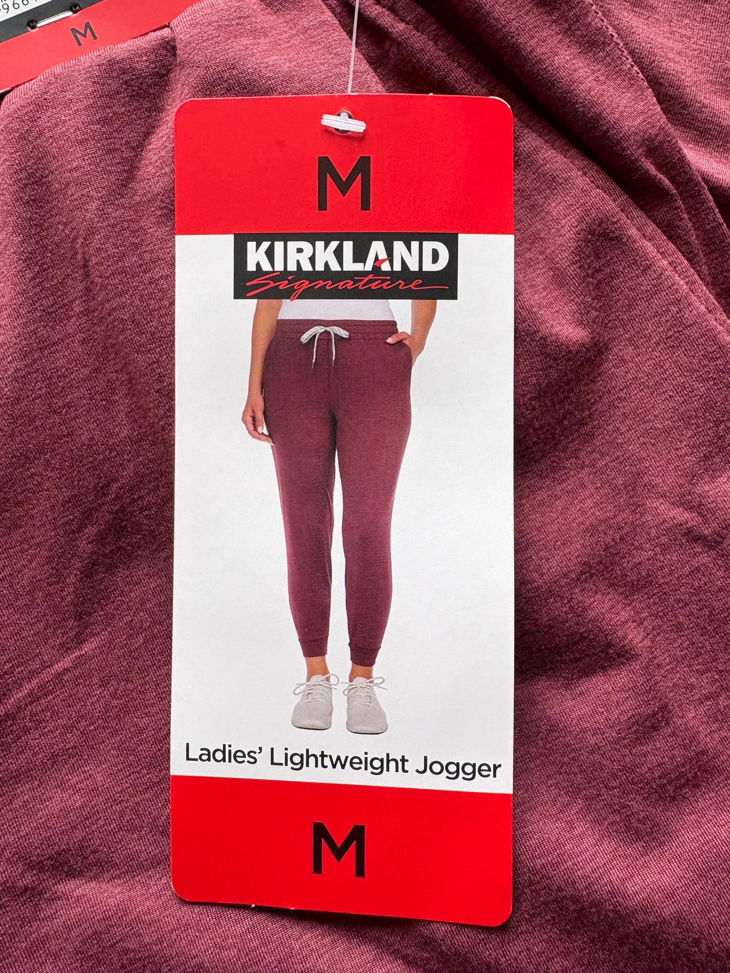 Kirkland Signature Lightweight Joggers Colour Burgundy Size M UK Size 14