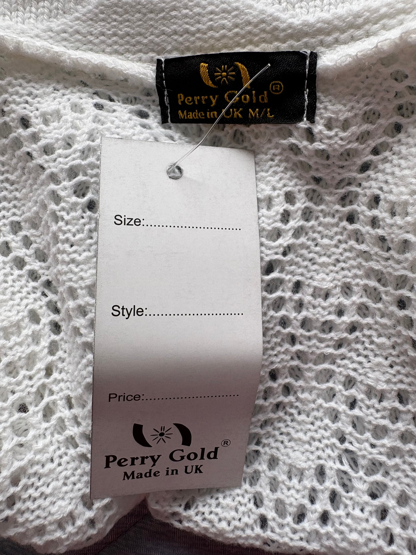 Perry Gold Short Sleeve Crochet Cardigan Colour White Size M/L