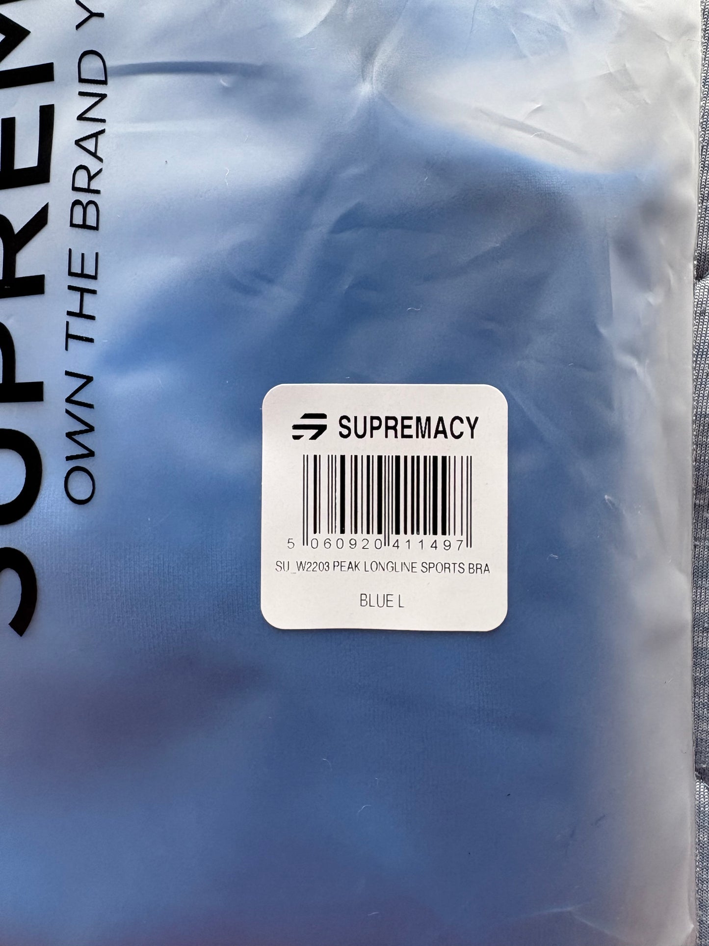 Supremacy Peak Longline Bra Top Colour Blue Size L