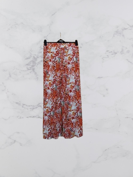 Fashion wide leg crinkle trousers Colour Red Multi Size L/XL