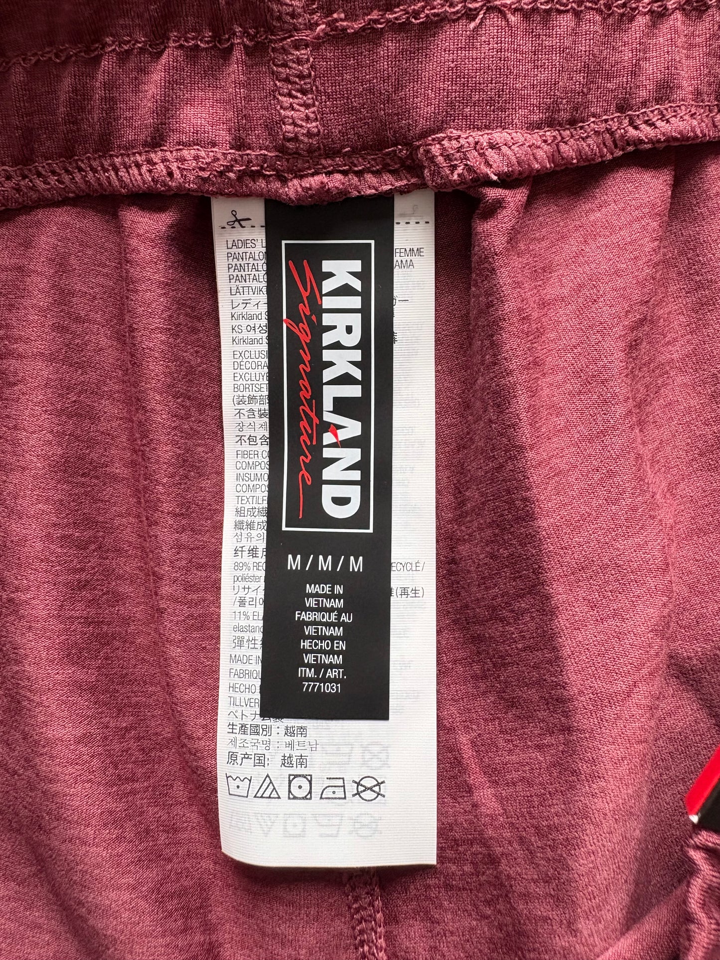 Kirkland Signature Lightweight Joggers Colour Burgundy Size M UK Size 14