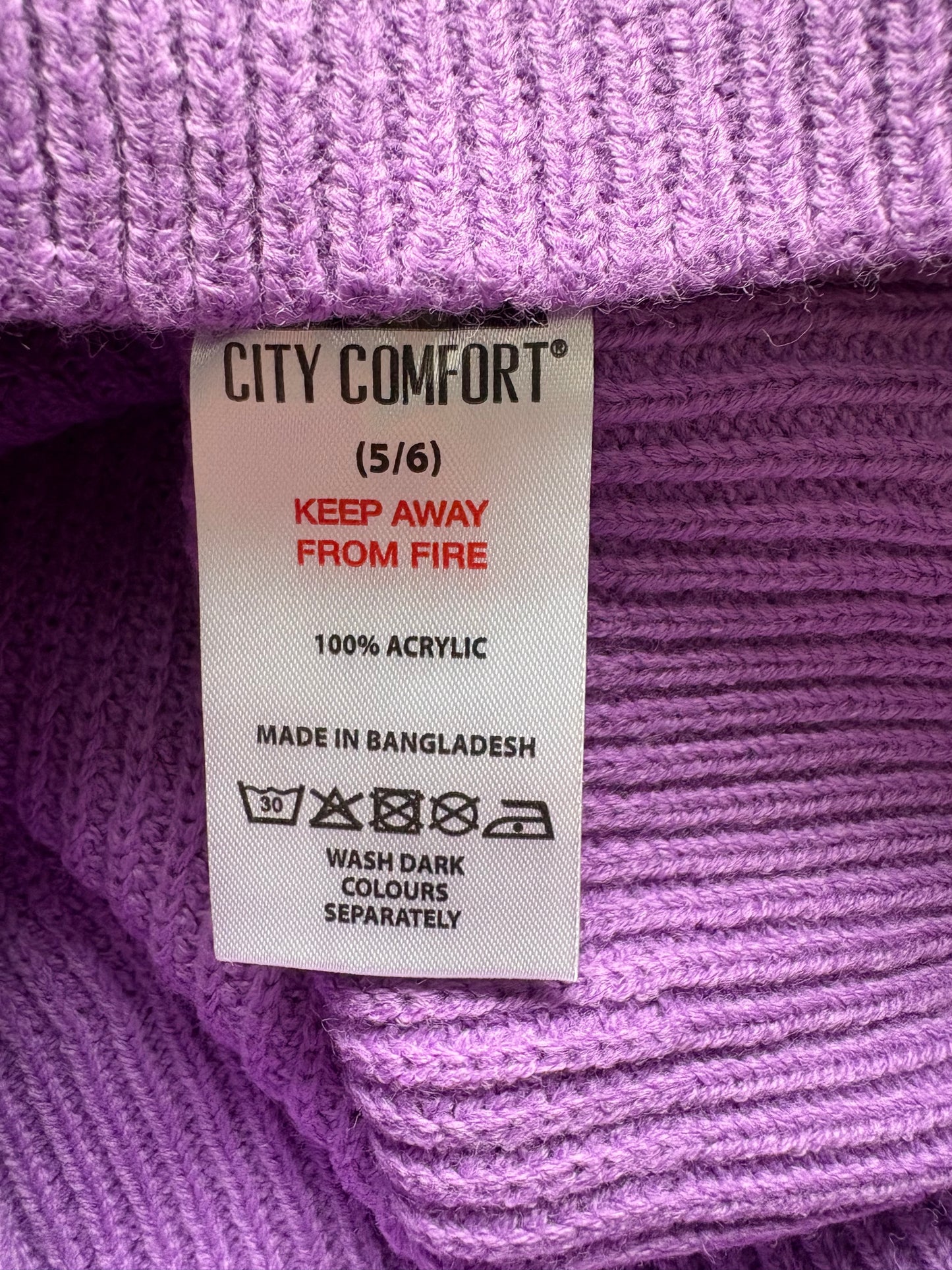 City Comfort knitted high neck jumper Colour Purple Size 5-6 Years