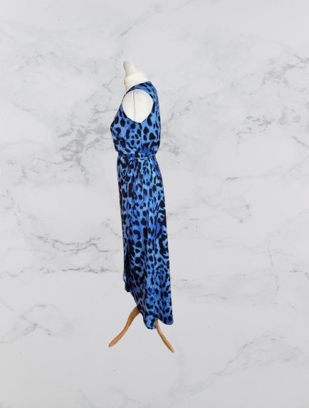 Dancing Leopard Kyla Leopard Sleeveless Wrap Dress Colour Blue/Black Size 10