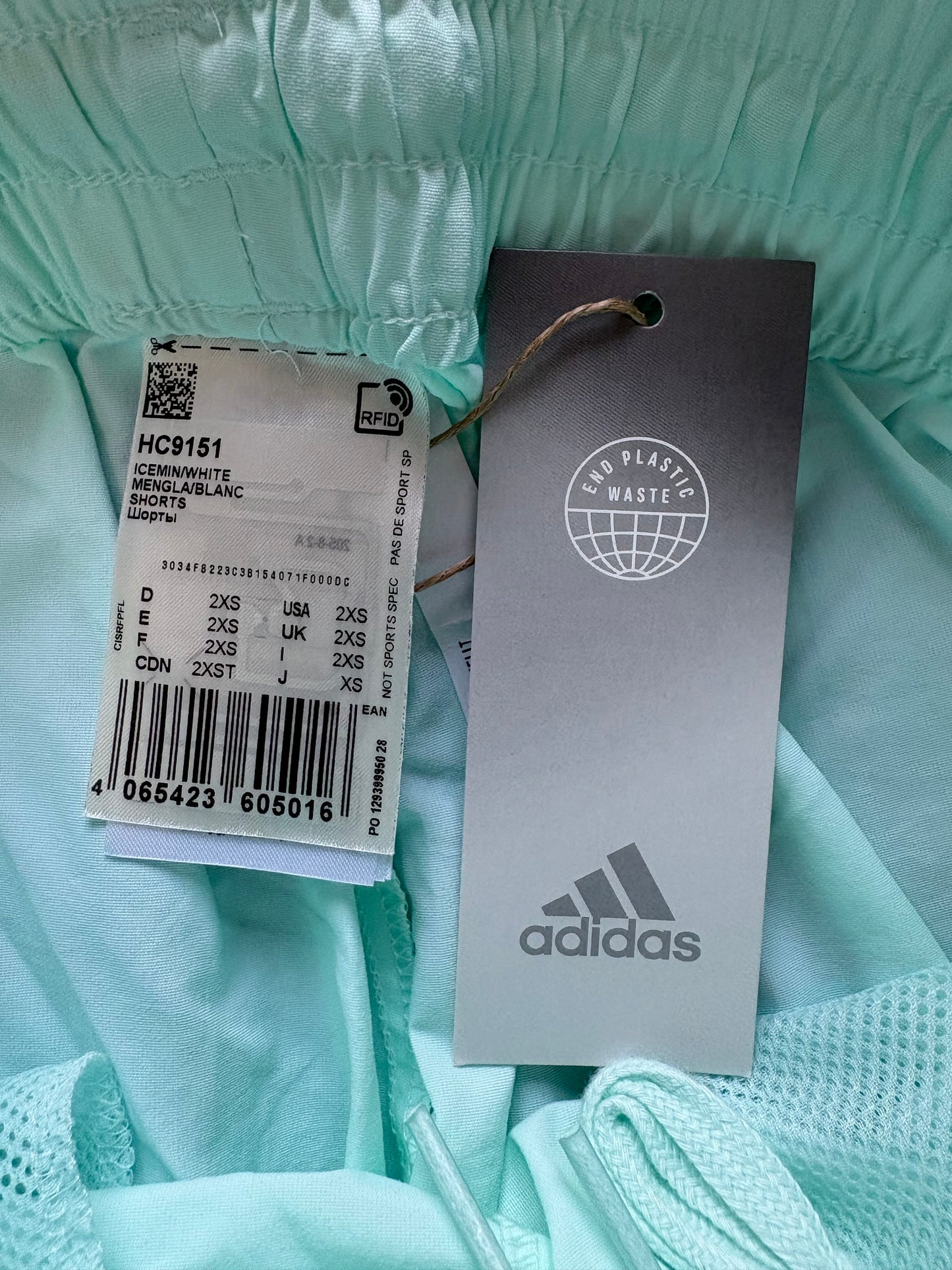 Adidas Bluv Q2 Shorts Size 2XS Colour Ice Mint/white