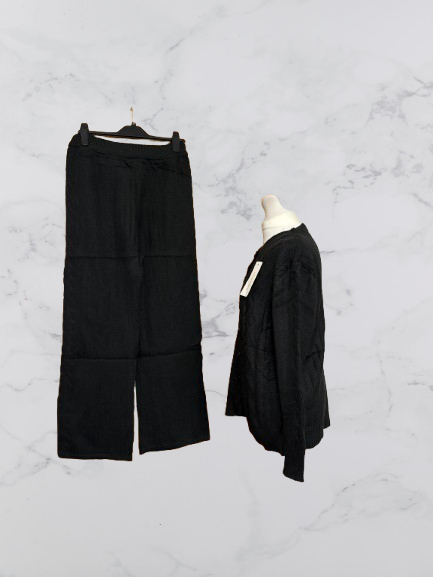 Classic&Co Knitted Lounge Set Colour Black One Size 8-16