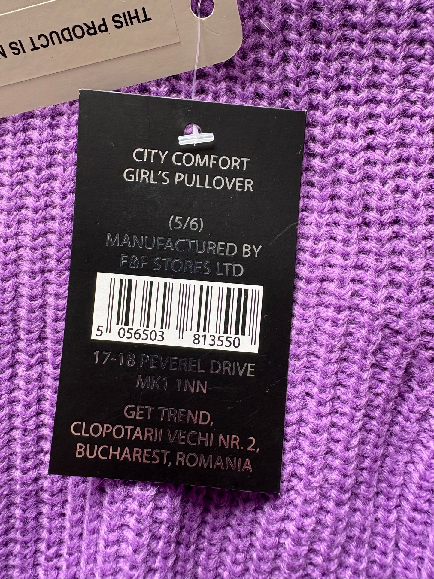 City Comfort knitted high neck jumper Colour Purple Size 5-6 Years
