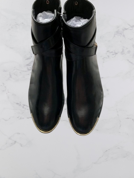 V by Very Hayley Chain Trim Ankle Boots Colour Black Size 5