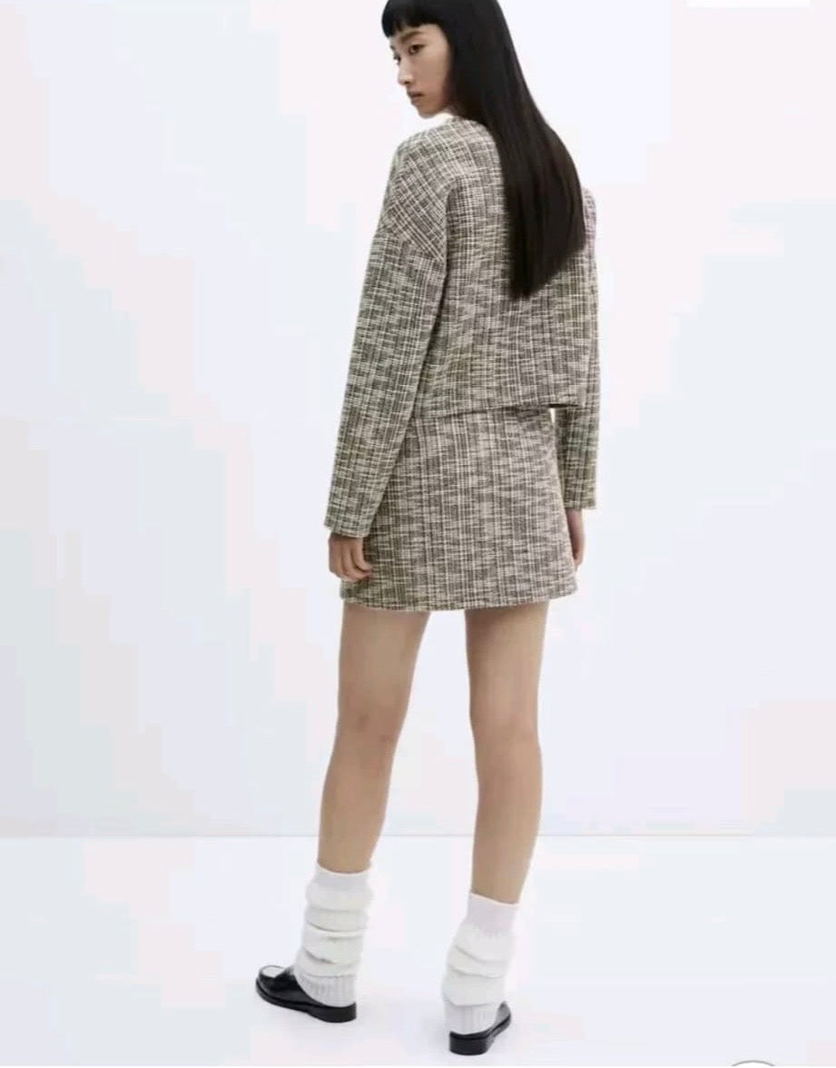 Mango Marbled tweed sweatshirt Colour Beige/Black Size XS
