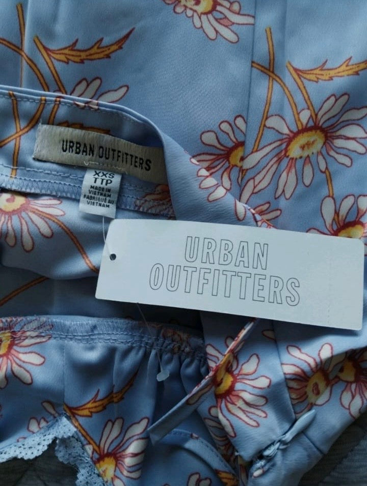 Urban Outfitters Finley Flirty Mini Dress Colour Light Blue Multi Size XXS