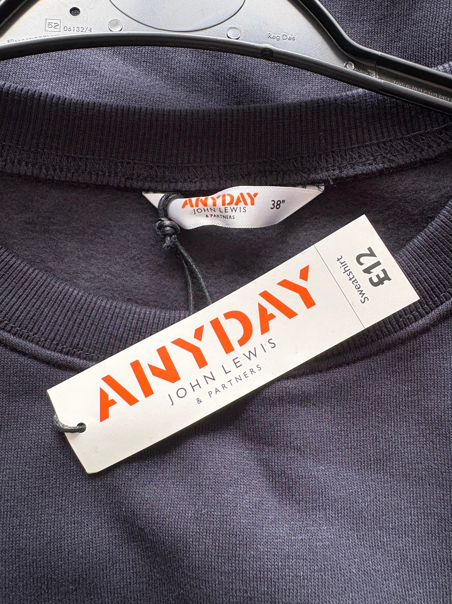 John Lewis Anyday Sweatshirt Colour Navy Size 38 Inches