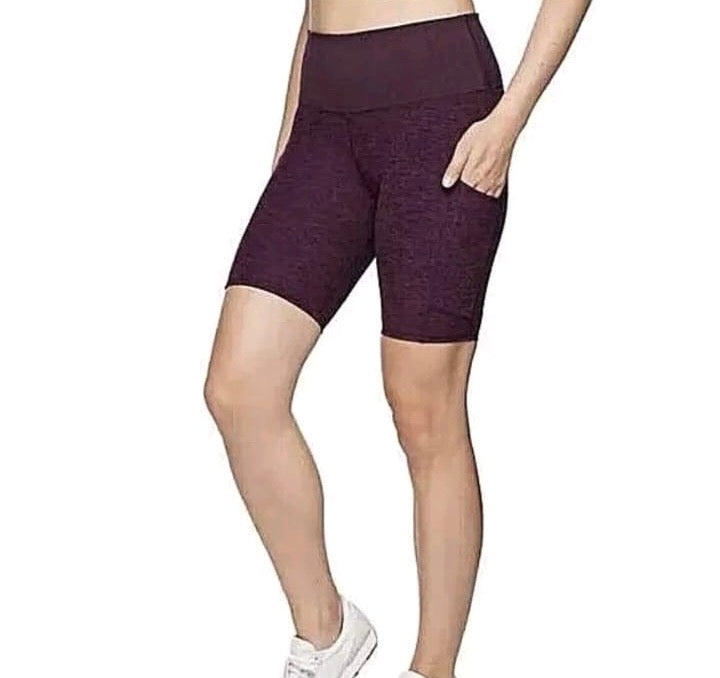 Kirkland Signature Ladies Brushed Bike Shorts Colour Burgundy Marl Size Medium