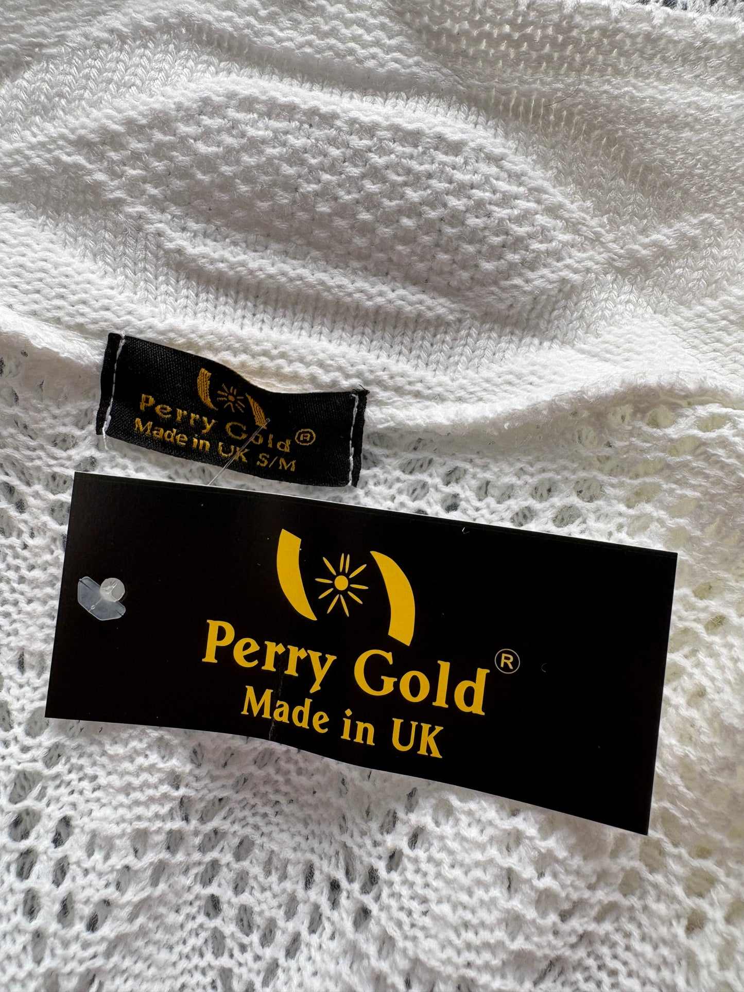 Perry Gold Short Sleeve Crochet Cardigan Colour White Size S/M