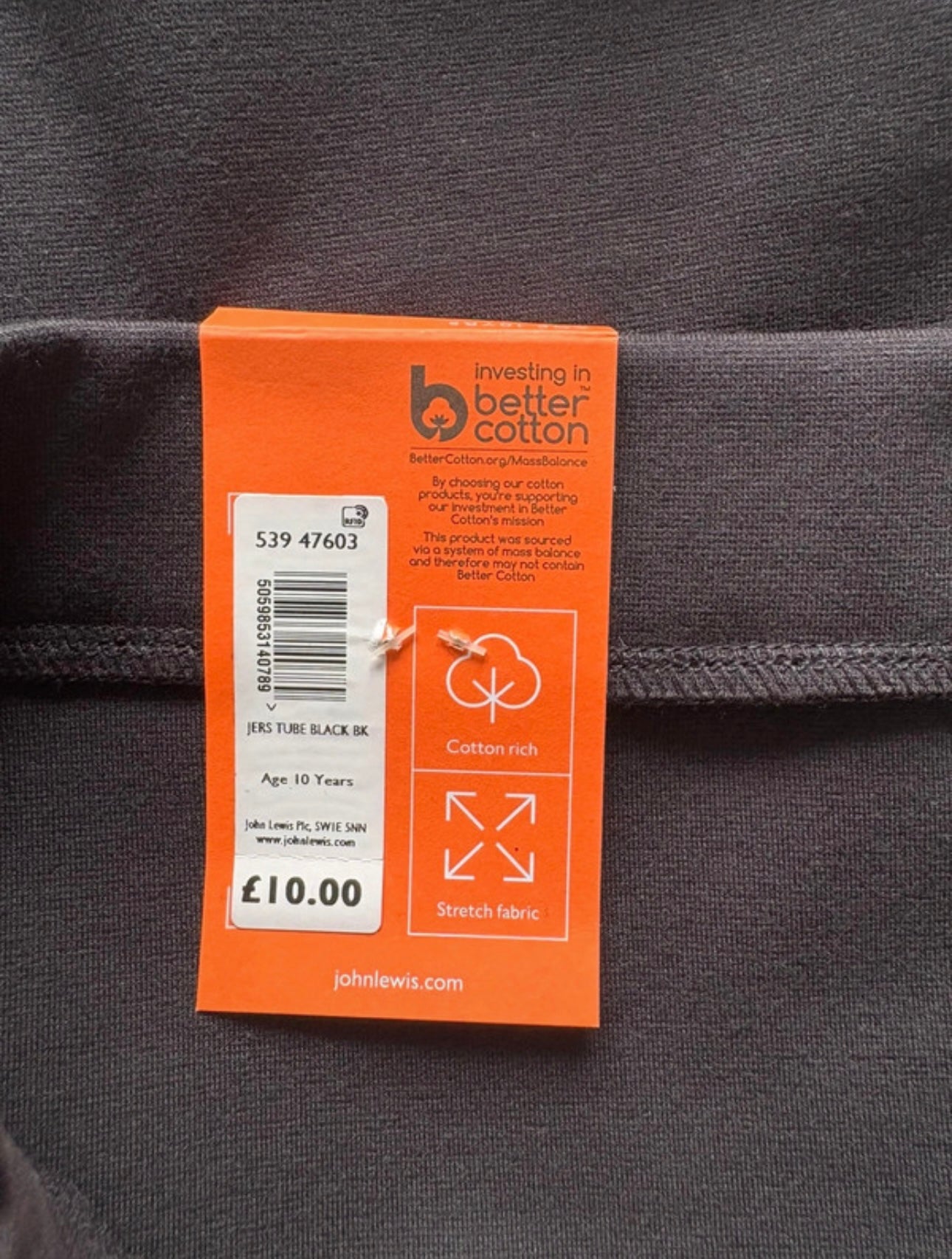 John Lewis Jersey Tube Skirt Colour Black Size 10 Years