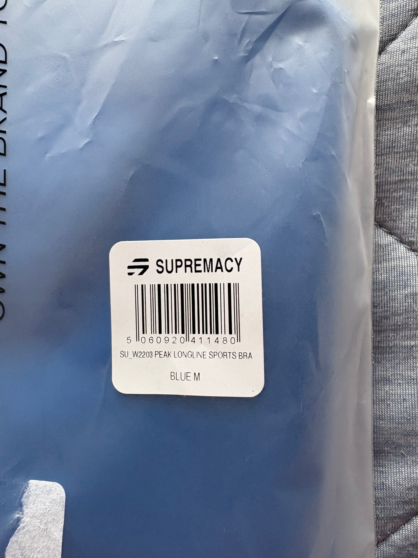 Supremacy Peak Longline Bra Top Colour Blue Size M