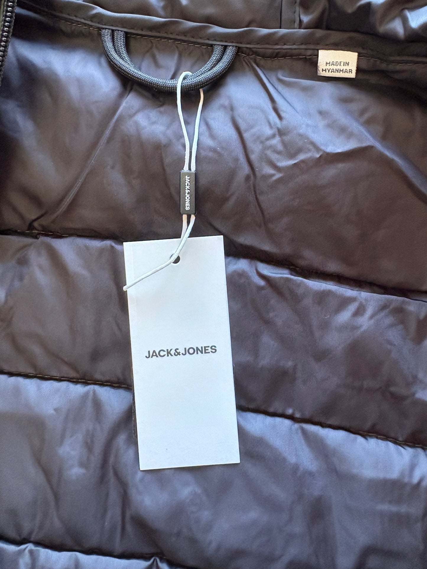 Jack & Jones Lightweight Hooded Puffer Jacket Colour Dark Green Size S