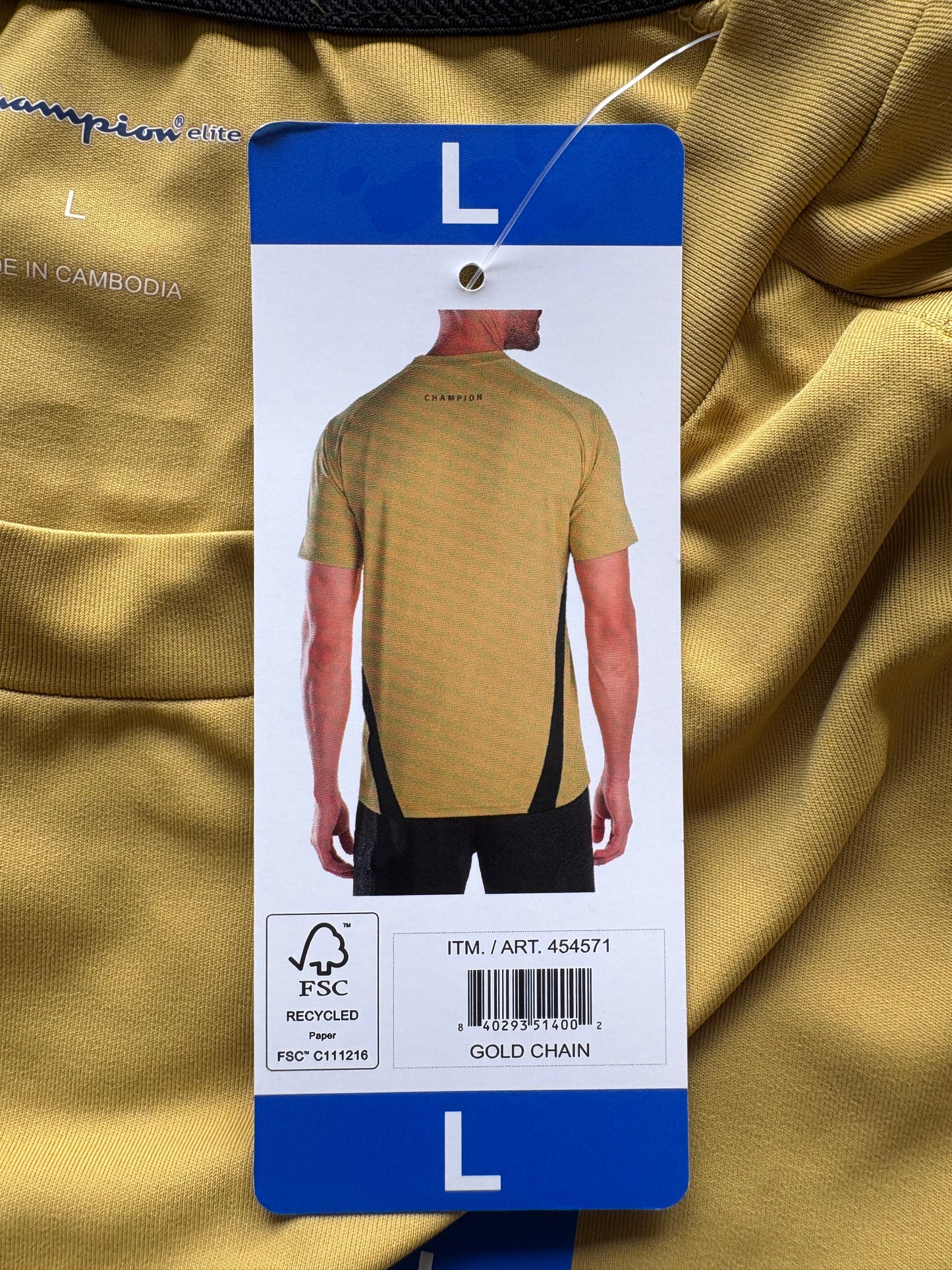 Champion Short Sleeve T-Shirt Colour Gold Chain Size L