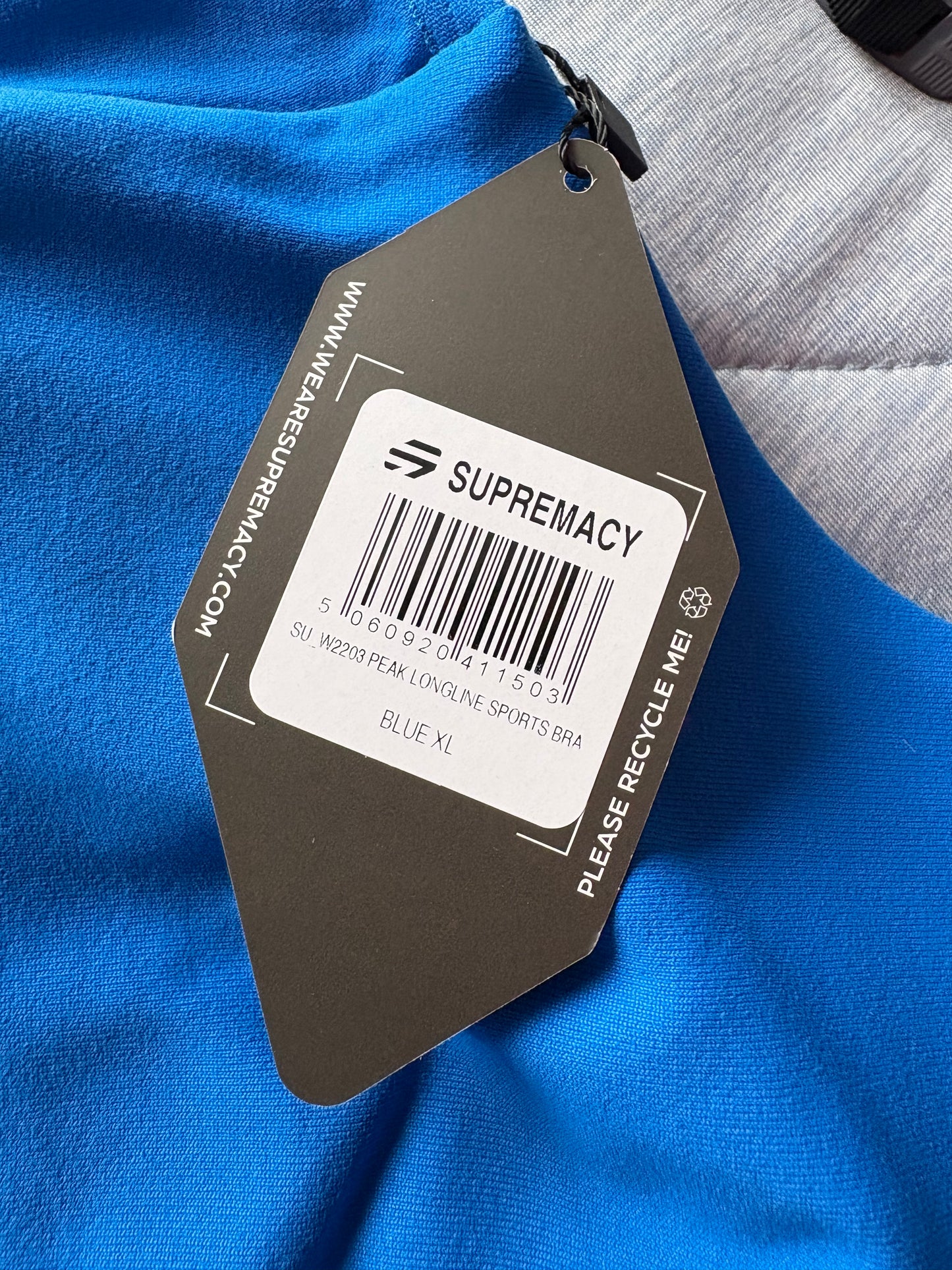 Supremacy Peak Longline Bra Top Colour Blue Size XL