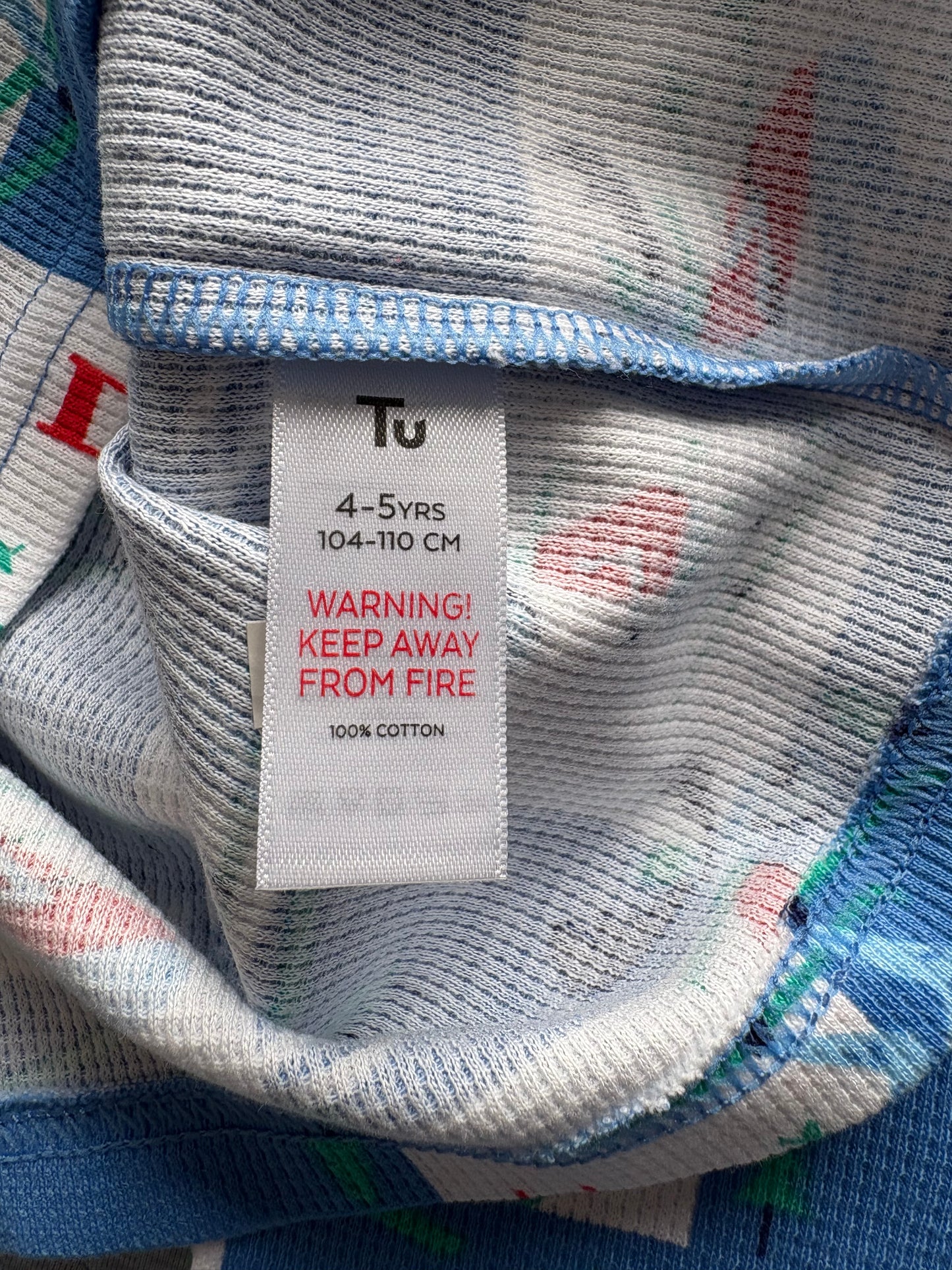 TU Long Sleeve Christmas Pyjamas Colour Blue Multi Size 4-5 Years