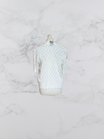 Perry Gold Short Sleeve Crochet Cardigan Colour White Size M/L