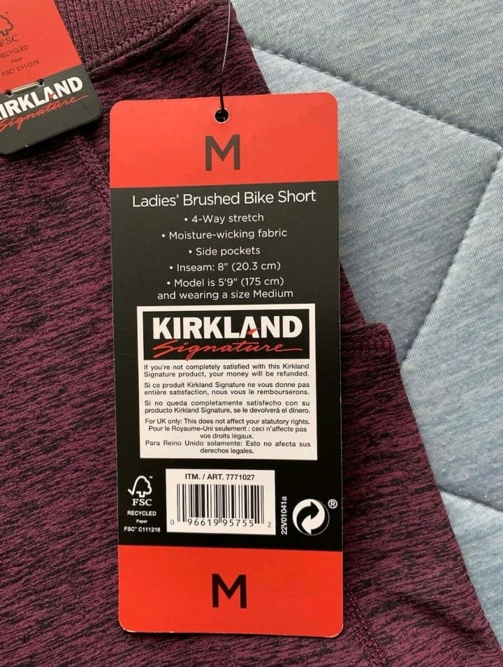 Kirkland Signature Ladies Brushed Bike Shorts Colour Burgundy Marl Size Medium