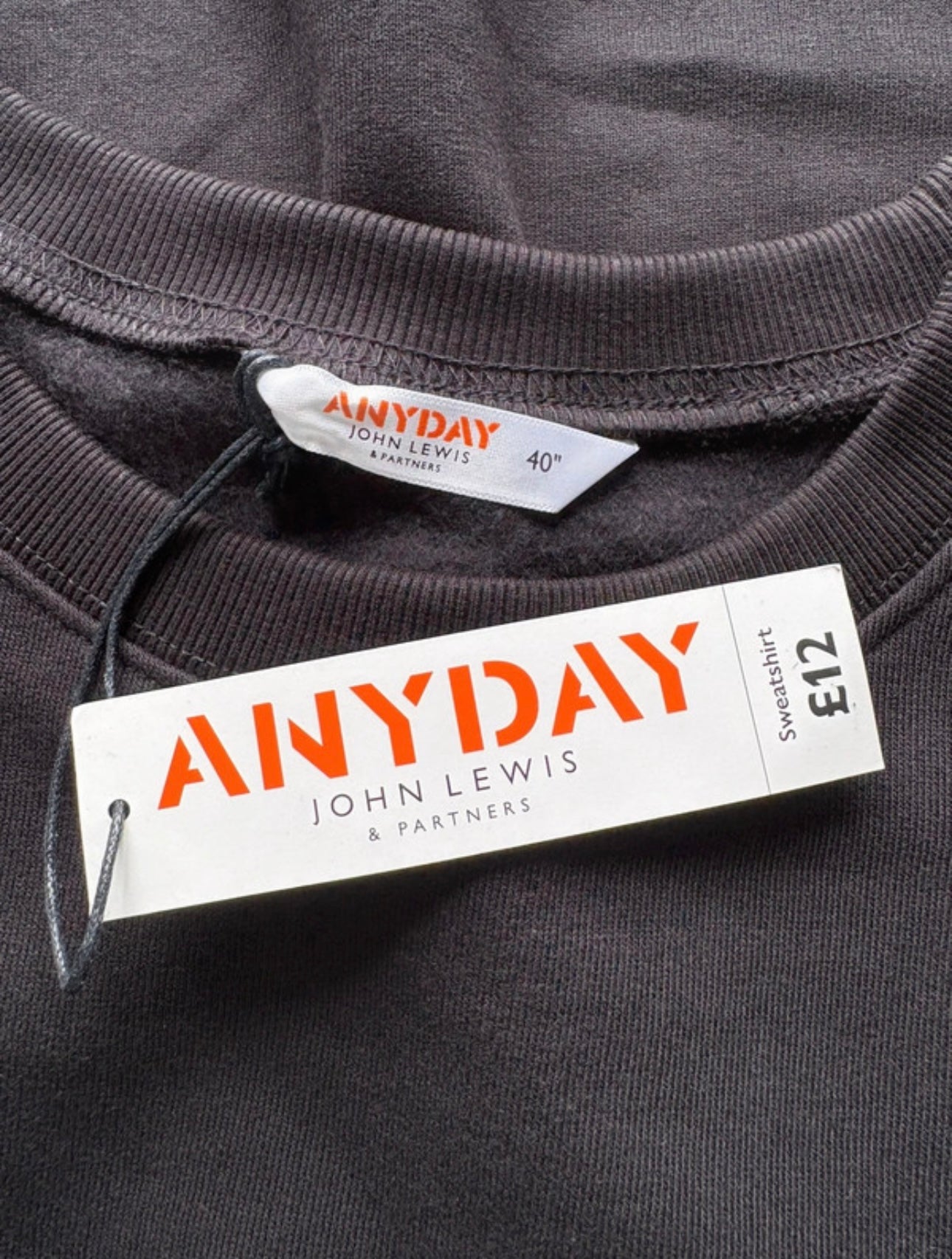 John Lewis Anyday Sweatshirt Colour Black Size 40 Inches