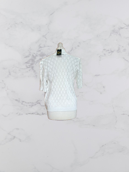 Perry Gold Short Sleeve Crochet Cardigan Colour White Size S/M