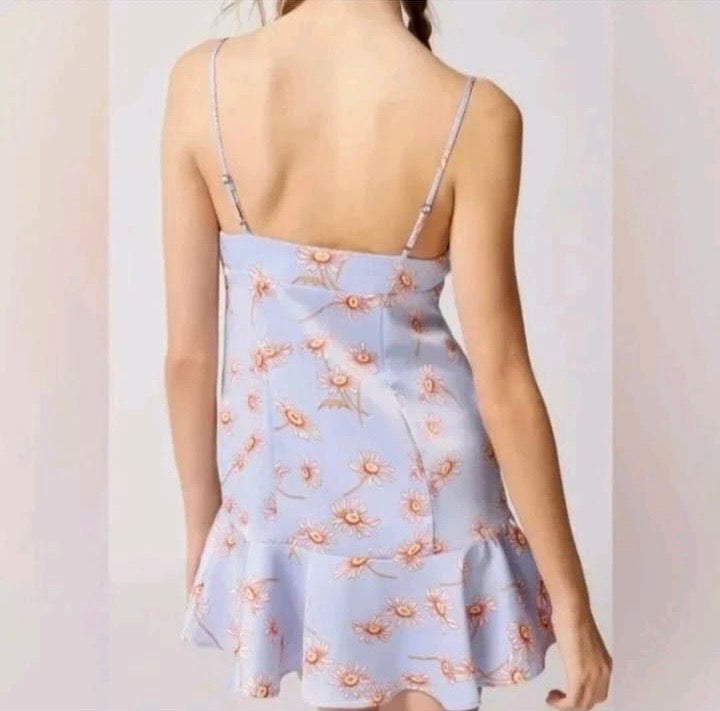Urban Outfitters Finley Flirty Mini Dress Colour Light Blue Multi Size XXS