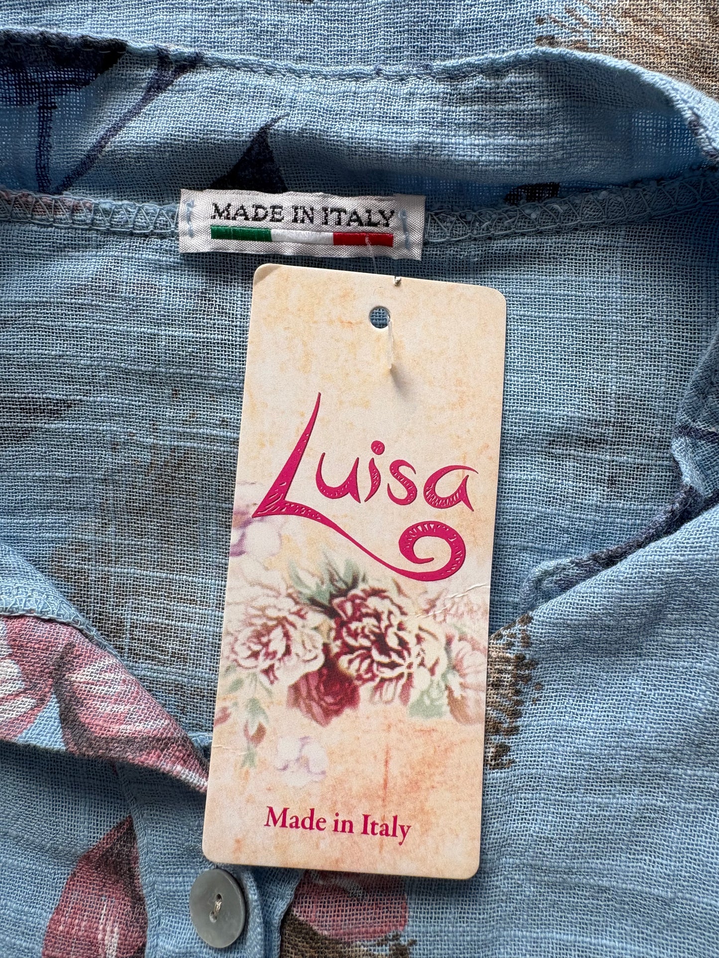 Made In Italy Luisa 3/4 Sleeve top Colour Light Blue Multi
One size 12-20