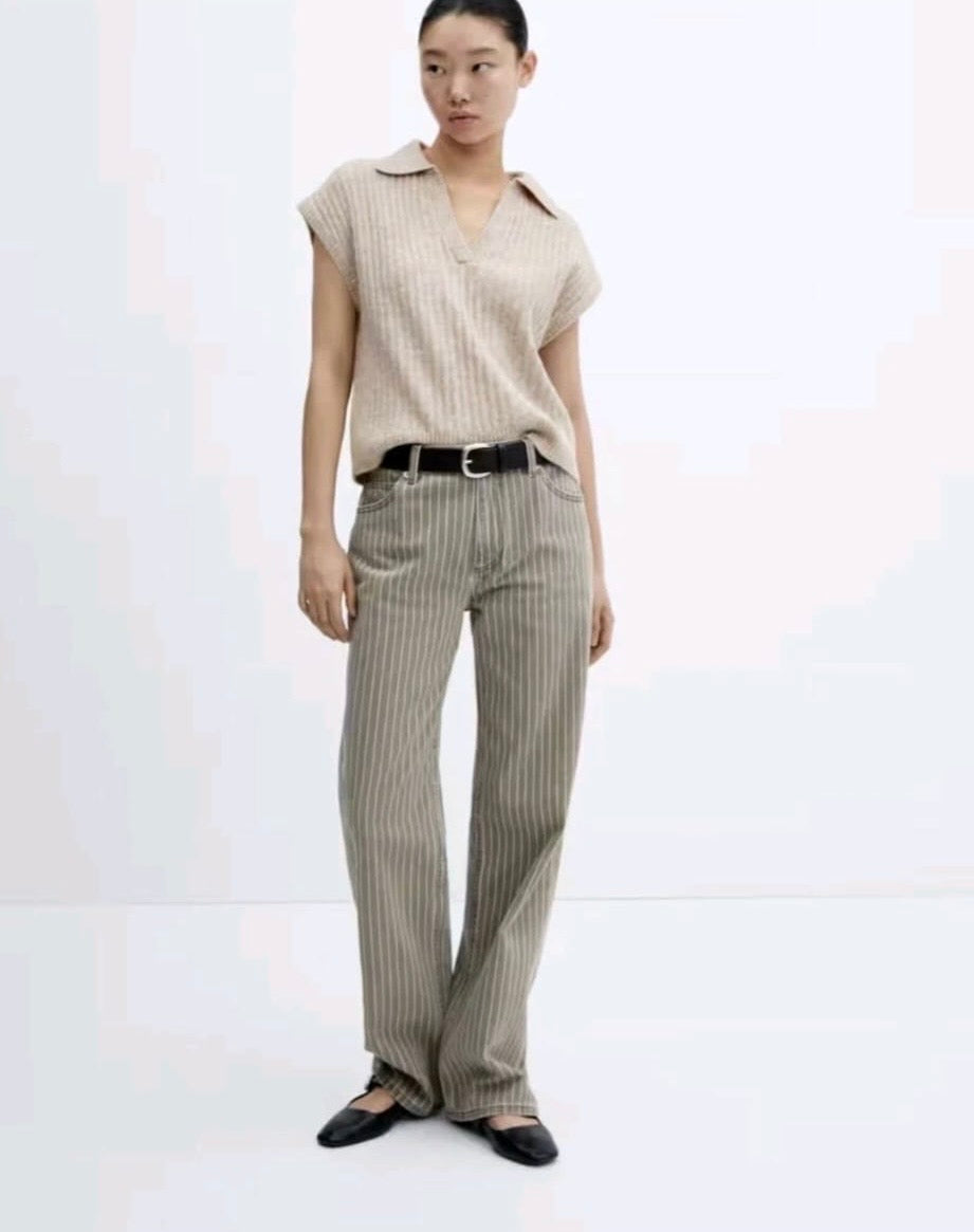 Mango Knitted polo-neck gilet Colour Beige Size S