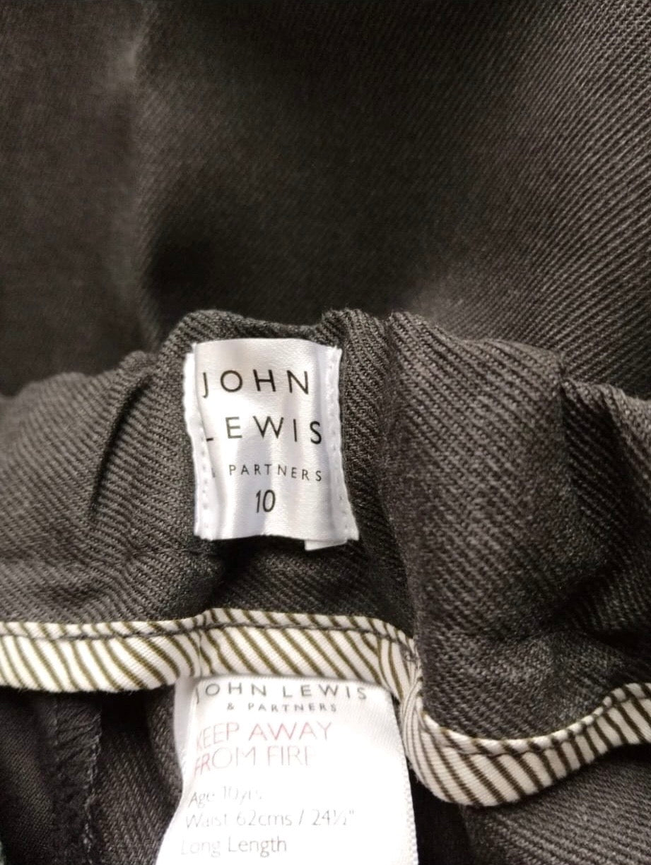 John Lewis Slim Fit Longer Length Trousers Colour Grey Size 10 Years