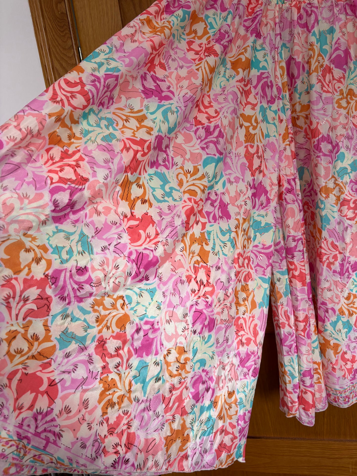 BHOO Wide Leg Boho Trousers Colour Pink Multi One Size 6-16