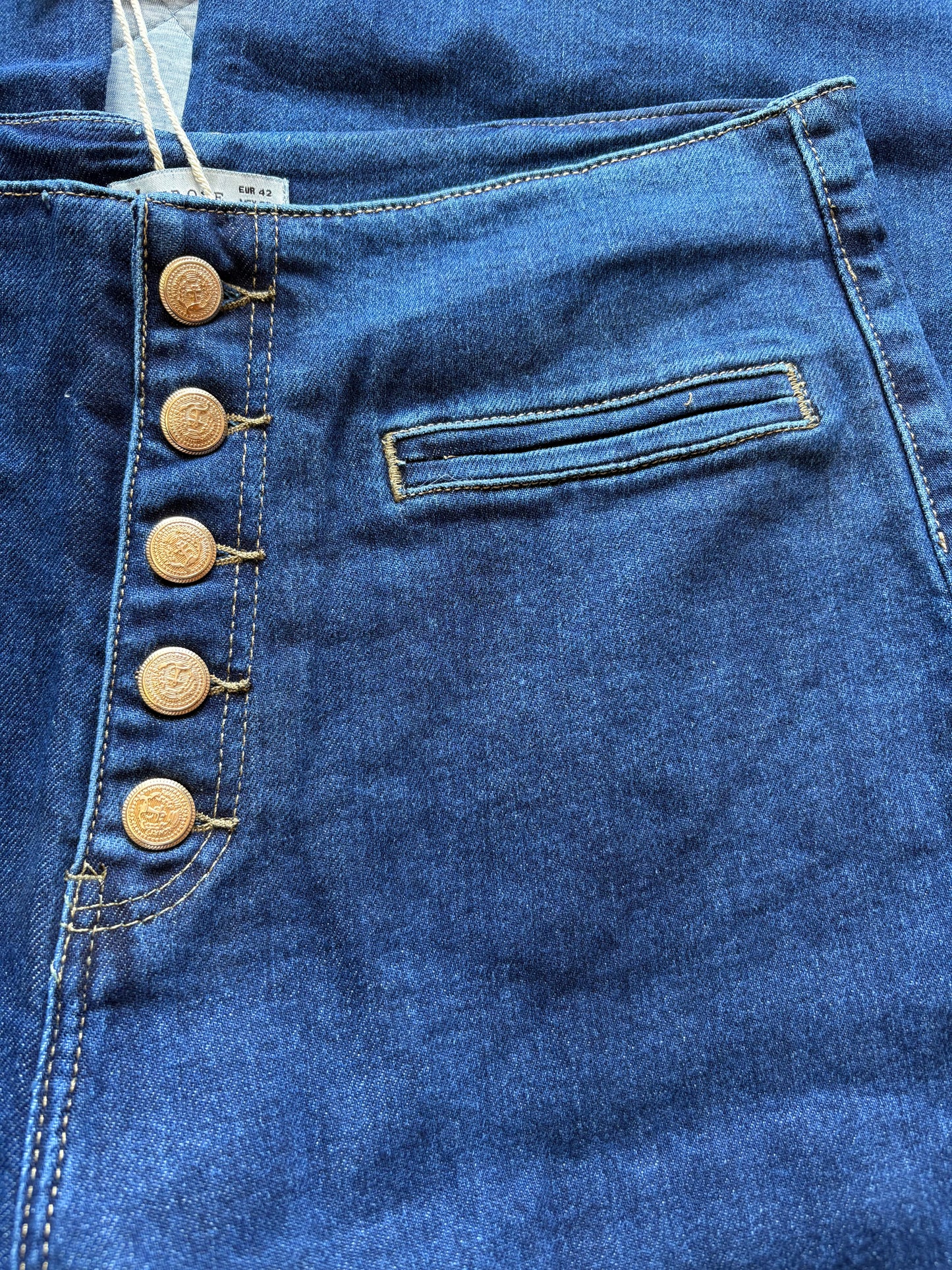 FolyRose High Waisted Wide Leg Jeans Colour Dark Denim Size 14