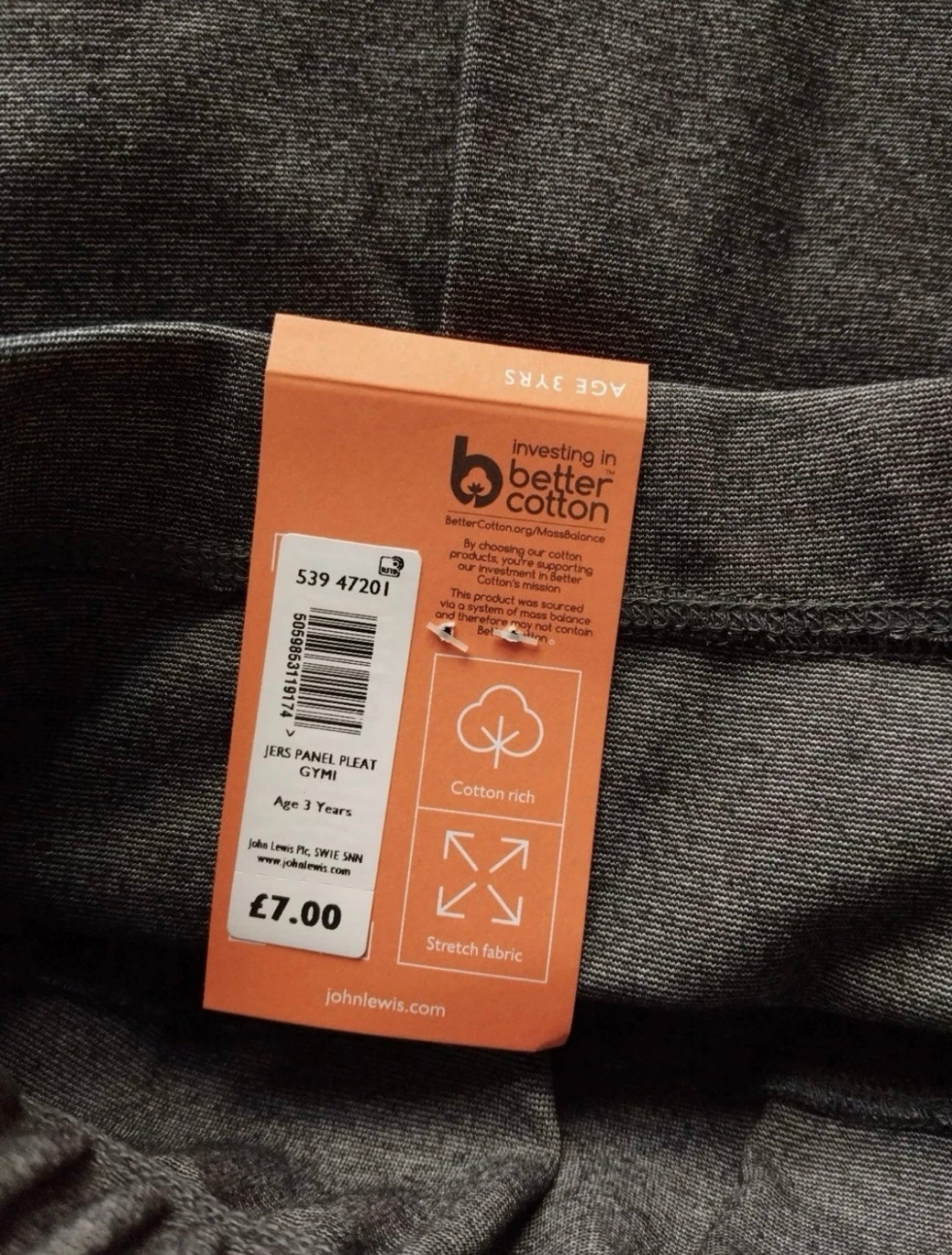 John Lewis Jersey Panel Pleated Skirt Colour Grey Size 3 Years